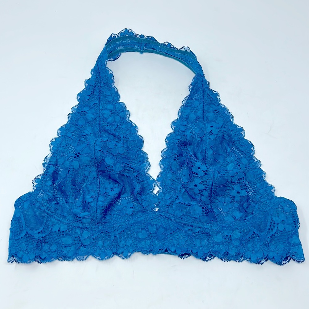 Intimately by Free People Blue Lace Halter Bralette Size Medium